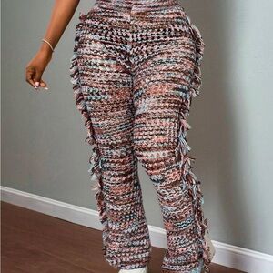 SHEIN Multicolor Knit Wide Leg Pants